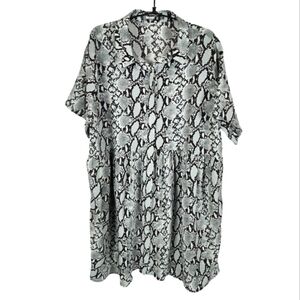 Missguided Plus Snake Print V-Neck  Short Sleeve Casual Chic Dress Size 14